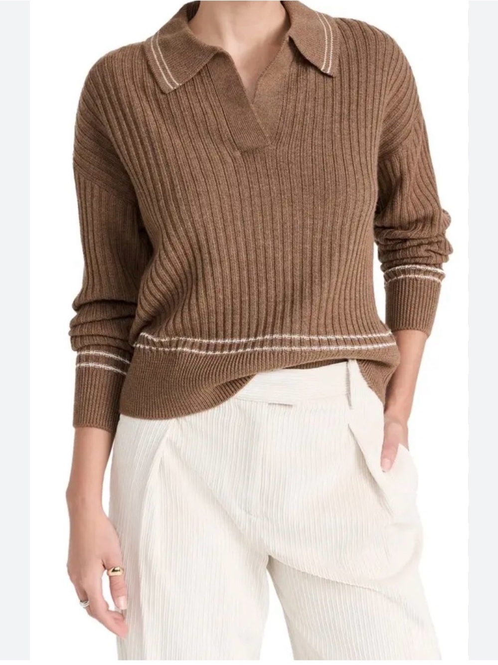 rag & bone Ribbed Monti Polo Sweater in Brown Size M - Picture 1 of 8